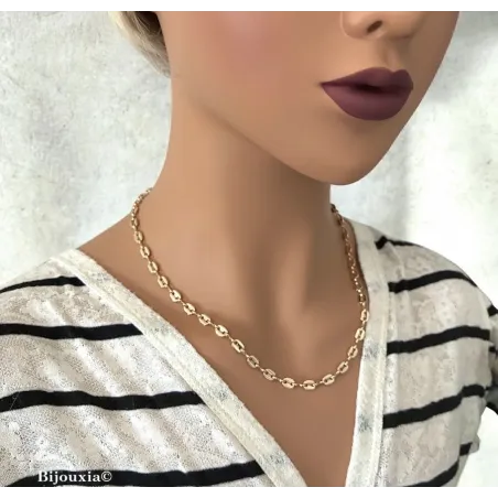 Chaîne Grain De Café 50 CM Plaqué or 18 CARATS 750/1000 Bijoux Homme