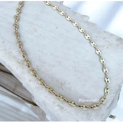 Chaîne Grain De Café 5MM X 50 CM Plaqué or 18 CARATS 750/1000 Bijoux NEUF