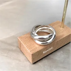 Bague Large 3 Anneaux Entrelacés Épais Argent Massif 925/1000 T50-52-54-56-58-60