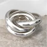 Bague Large 3 Anneaux Entrelacés Épais Argent Massif 925/1000 T50-52-54-56-58-60