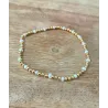 Bracelet Elastique Boules Dorés Et Perles D'eau Douce Plaqué Or 18K 750/000