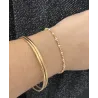Bracelet Elastique Boules Dorés Et Perles D'eau Douce Plaqué Or 18K 750/000