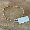 Bracelet Elastique Boules Dorés Et Perles D'eau Douce Plaqué Or 18K 750/000