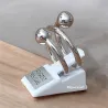 Bague Double Boules Triple Rangs En Argent Massif Rhodié 925/000 Tailles 50 à 60