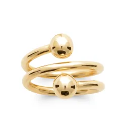 Bague Double Boules Triple Rangs En Plaqué or 18 CARATS 750/000 Tailles 50 à 60