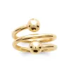 Bague Double Boules Triple Rangs En Plaqué or 18 CARATS 750/000 Tailles 50 à 60