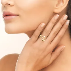 Bague Double Boules Triple Rangs En Plaqué or 18 CARATS 750/000 Tailles 50 à 60