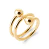 Bague Double Boules Triple Rangs En Plaqué or 18 CARATS 750/000 Tailles 50 à 60