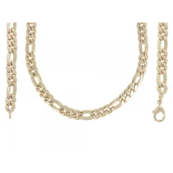 Chaîne Homme Maille Alternée Figaro 1-3 Longue 60CM X 5MM En Plaqué or 750/1000