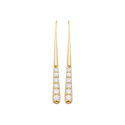 Boucles D'oreilles Pendantes Goutte d'eau Zirconium Plaqué or 18 Carats 750/1000
