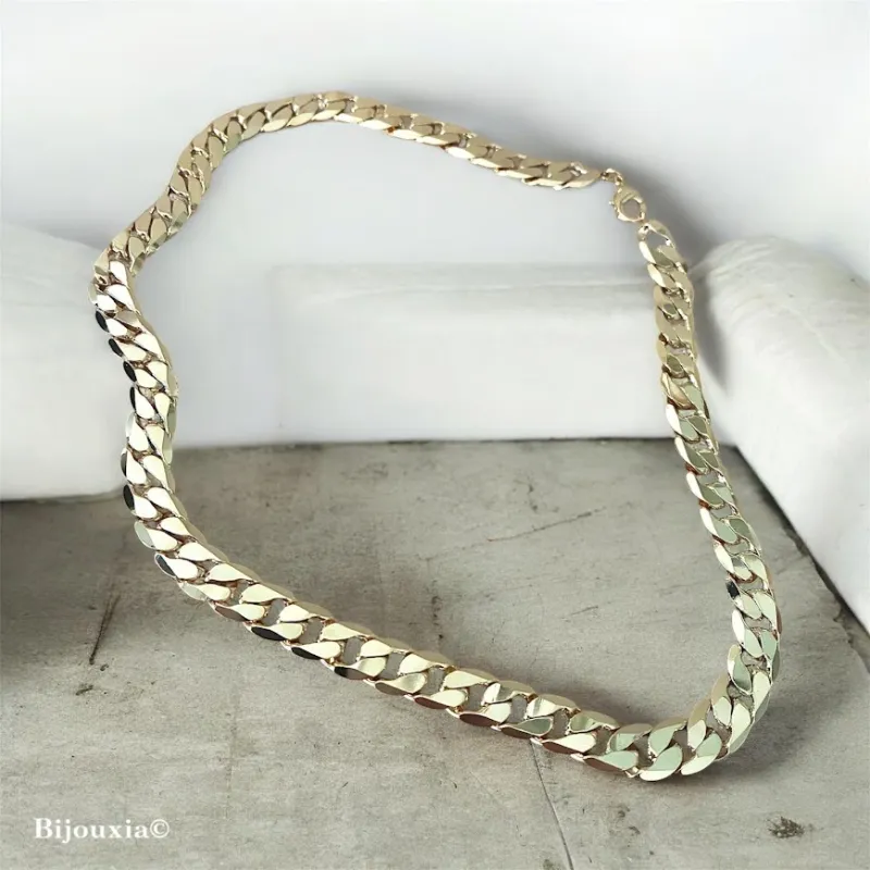 Chaîne Homme Maille Gourmette Large 50CM En Plaqué or 750/1000