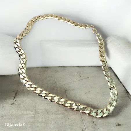 Chaîne Homme Maille Gourmette Large 50CM En Plaqué or 750/1000