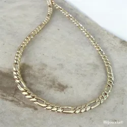 Chaîne Homme Maille Alternée Figaro 1-3 Longue 60CM X 5MM En Plaqué or 750/1000
