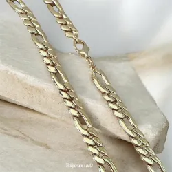 Chaîne Homme Maille Alternée Figaro 1-3 Longue 60CM X 5MM En Plaqué or 750/1000
