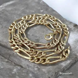 Chaîne Homme Maille Alternée Figaro 1-3 - 50CM X 7MM En Plaqué or 750/1000
