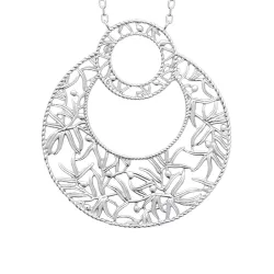 Collier Cercle Motifs Ajourés Petites Branches En Argent 925/000 Rhodié