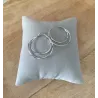 Boucles D'oreilles Créoles Double Anneaux En Argent 925/1000 Rhodié