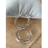 Boucles D'oreilles Créoles Double Anneaux En Argent 925/1000 Rhodié