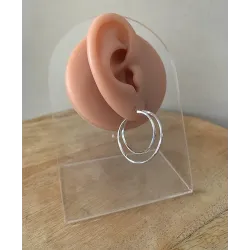 Boucles D'oreilles Créoles Double Anneaux En Argent 925/1000 Rhodié