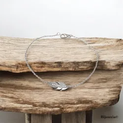 Bracelet tendance "PLUME" Argent Massif Rhodié 925/1000 ZIRCONIUM