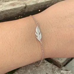 Bracelet tendance "PLUME" Argent Massif Rhodié 925/1000 ZIRCONIUM