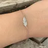 Bracelet tendance "PLUME" Argent Massif Rhodié 925/1000 ZIRCONIUM