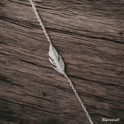Bracelet tendance "PLUME" Argent Massif Rhodié 925/1000 ZIRCONIUM