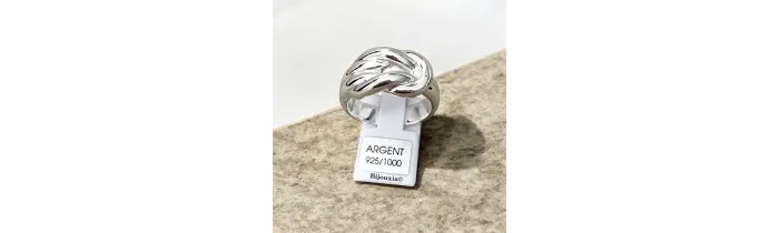 Bague Large Nœud Entrelacée En Argent Massif 925/1000 Tailles CHOIX