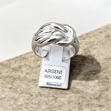 Bague Large Nœud Entrelacée En Argent Massif 925/1000 Tailles CHOIX