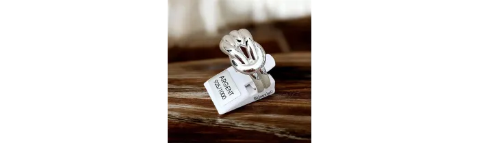 Bague Large Nœud Entrelacée En Argent Massif 925/1000 Tailles CHOIX