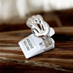 Bague Large Nœud Entrelacée En Argent Massif 925/1000 Tailles CHOIX