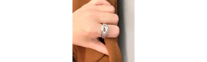 Bague Large Nœud Entrelacée En Argent Massif 925/1000 Tailles CHOIX