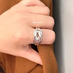Bague Large Nœud Entrelacée En Argent Massif 925/1000 Tailles CHOIX