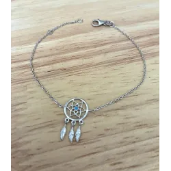 Bracelet Attrape Rêve Pierre Turquoise Argent Massif 925/000  Bijoux Femme