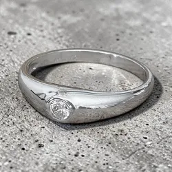 Bague jonc Cristal Zirconium Argent Massif 925/1000 Bijoux Mixte