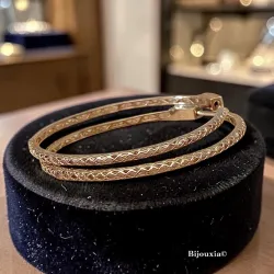 Créoles 5 CM Contour Strié En Plaqué Or 18 Carats 750/1000