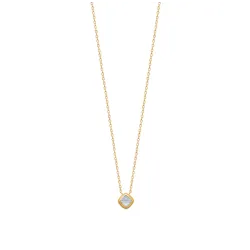 Collier Pendentif Cristal Bleu Aigue Marine Plaqué or 18 Carats 750/000al