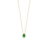 Collier Pendentif Goutte D'eau Cristal Vert Émeraude Plaqué or 18 Carats