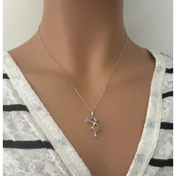 Pendentif Fée Quartz Rose En Argent Massif 925/000