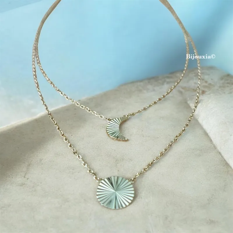 Collier Collection Astre / Lune Plaqué or 18 Carats 750/1000