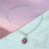 Chaîne De Cheville & Pendentif Coccinelle En Argent Massif 925/000