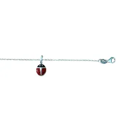 Chaîne De Cheville & Pendentif Coccinelle En Argent Massif 925/000