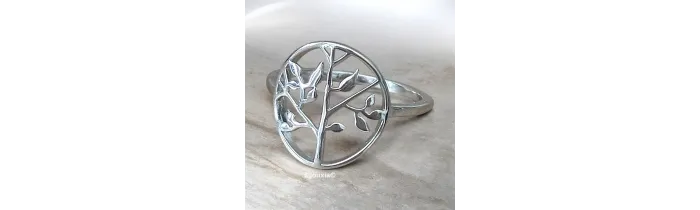 Bague Symbole Arbre de Vie Argent Massif 925/000 Tailles 48 à 68
