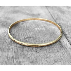 Bracelet Diamètre 6,2cm X 3mm Demi Jonc Rigide Plaqué Or 18 CARATS Bijoux Femme