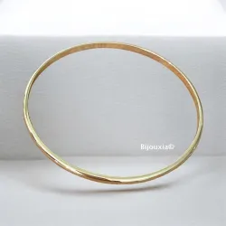 Bracelet Diamètre 6,2cm X 3mm Demi Jonc Rigide Plaqué Or 18 CARATS Bijoux Femme