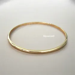 Bracelet Diamètre 6,2cm X 3mm Demi Jonc Rigide Plaqué Or 18 CARATS Bijoux Femme