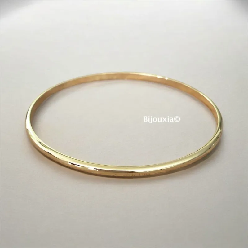Bracelet Diamètre 6,6cm X 3mm Demi Jonc Rigide Plaqué Or 18 CARATS Bijoux Femme