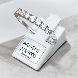 Bague Alliance ZIRCONIUM En Argent Massif 925/000 Rhodié Tailles 48 à 68