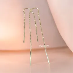 Boucles D'oreilles Chaînes Traversante En Plaqué or 18 Carats 750/000