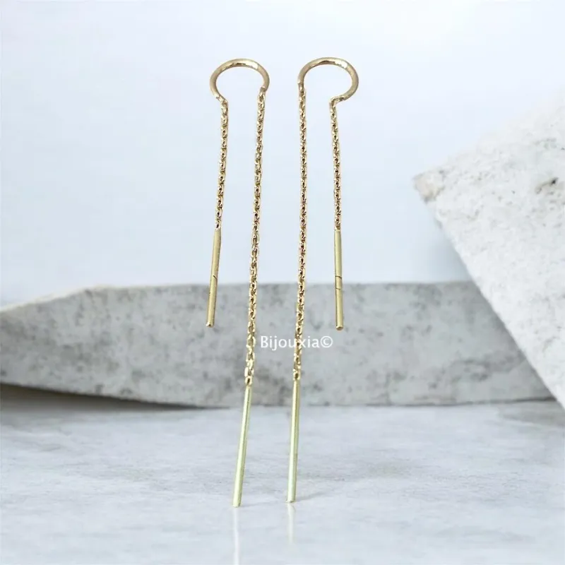 Boucles D'oreilles Chaînes Traversante En Plaqué or 18 Carats 750/000